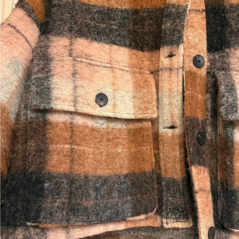 Zara Plaid Utility Shacket in Pink and Brown - Picture 4 of 4